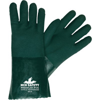 Chemical Resistant Gloves, Size Large, 14" L, PVC, Jersey Inner Lining Cam Industrial