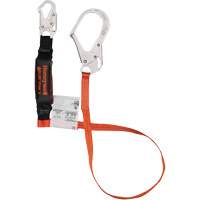 Titan Shock-Absorbing Lanyard, 6', Locking Rebar Hook Center, Locking Snap Hook Leg Ends, Polyester Cam Industrial