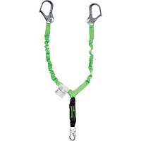 Miller&reg; StretchStop&reg; Shock-Absorbing Lanyard, 6', Scaffold Hook Center, Locking Snap Hook Leg Ends, Polyester Cam Industrial