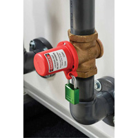 Housse de s&eacute;curit&eacute; pour fontaine et dispositif de cadenassage pour robinet &agrave; tournant, Ensemble Vanne/Robinet &agrave; eau Cam Industrial