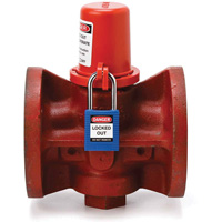 Housse de s&eacute;curit&eacute; pour fontaine et dispositif de cadenassage pour robinet &agrave; tournant, Ensemble Vanne/Robinet &agrave; eau Cam Industrial