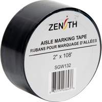 Aisle Marking Tape, 2" x 108', PVC, Black Cam Industrial