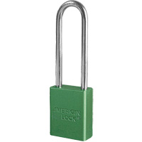 Cadenas de s&eacute;curit&eacute; American Lock, Vert, Cl&eacute;s diff&eacute;rentes, Aluminium, Largeur de 1-1/2" Cam Industrial