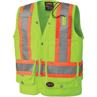 6696 Surveyor's Safety Vest, High Visibility Lime-Yellow, 4X-Large, Polyester Cam Industrial