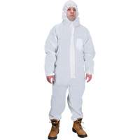 Hooded Coveralls, Medium, White, SMS Cam Industrial