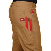 Heavy-Duty Flex Work Pants, Poly-Cotton/Spandex, Khaki, Size 32, 32 Inseam Cam Industrial