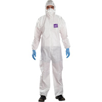 Combinaison 3 pi&egrave;ces avec capuchon AlphaTec Microchem r&eacute;sistant aux produits chimiques, 2T-Grand, Blanc Cam Industrial