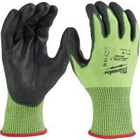 High Visibility Dipped Gloves, Size Small, 15 Gauge, Polyurethane Coated, Polyethylene Shell, ASTM ANSI Level A5 Cam Industrial