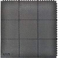 Cushion-Ease&reg; Interlocking Anti-Fatigue Mat, Pebbled, 3' x 3' x 3/4", Black, Natural Rubber Cam Industrial