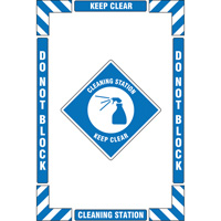 Trousse de marquage du sol ?Cleaning Station? (poste de nettoyage), Adh&eacute;sif, Anglais avec pictogramme Cam Industrial