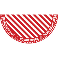 Signalisation au sol ?Emergency Exit? (sortie de secours) pour porte battante en demi-cercle, Adh&eacute;sif, Anglais avec pictogramme Cam Industrial