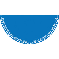 Signalisation au sol ?Caution? (attention) pour porte battante en demi-cercle, Adh&eacute;sif, Anglais avec pictogramme Cam Industrial