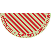 Signalisation au sol ?Emergency Exit? (sortie de secours) pour porte battante en demi-cercle, Adh&eacute;sif, Anglais avec pictogramme Cam Industrial