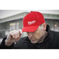 Flexfit&reg; Fitted Hat, Red, Poly-Cotton Cam Industrial