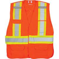 CSA-Compliant High-Visibility Surveyor Vest, High Visibility Orange, Medium, Polyester Cam Industrial