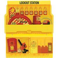 Standard Valve & Electrical Deluxe Lockout Station, Thermoplastic Padlocks, 32 Padlock Capacity, Padlocks Included Cam Industrial