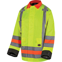 6040 Veste de contr&ocirc;le de la circulation pour l'hiver qu&eacute;b&eacute;cois, Polyester, Jaune lime haute visibilit&eacute;, T-petit Cam Industrial