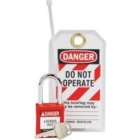 Trousse de cadenassage et d&eacute;tiquetage de s&eacute;curit&eacute; en nylon, 3 composants compris Cam Industrial