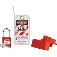 Dispositif de cadenassage pour connecteurs dalimentation de chariot &eacute;l&eacute;vateur BatteryBlock avec cadenas de s&eacute;curit&eacute; en nylon, Ensemble &eacute;lectrique, 3 composants compris Cam Industrial