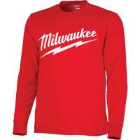 Chandail &agrave; manches longues tr&egrave;s r&eacute;sistant avec logo Milwaukee, Hommes, Petit, Rouge Cam Industrial