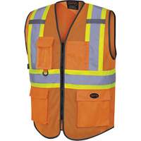 6960 Front Mesh Safety Vest, High Visibility Orange, Medium, Polyester Cam Industrial