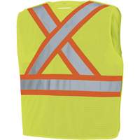 598P Tear-Away Mesh Safety Vest, High Visibility Lime-Yellow, Medium/Small, Polyester Cam Industrial