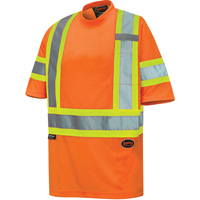 6970 Bird's-Eye Safety T-Shirt, Polyester, X-Small, High Visibility Orange Cam Industrial