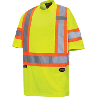 6971 Bird's-Eye Safety T-Shirt, Polyester, X-Small, High Visibility Lime-Yellow Cam Industrial