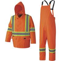 5608 210D Waterproof Rain Suit, Polyester/PVC, Small, High Visibility Orange Cam Industrial