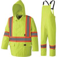 5609 210D Waterproof Rain Suit, Polyester/PVC, X-Small, High Visibility Lime-Yellow Cam Industrial