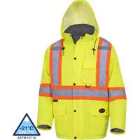 5031 Waterproof Quilted Safety Parka, High Visibility Lime-Yellow, Small Cam Industrial