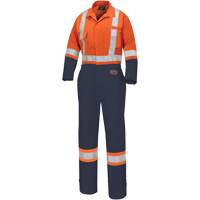 5514WBB Women's 2-Tone Safety Coveralls, X-Small, High Visibility Orange/Navy Blue Cam Industrial