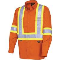 4441 Ultra-Cool Long-Sleeved Safety Shirt, Cotton, Small, High Visibility Orange Cam Industrial