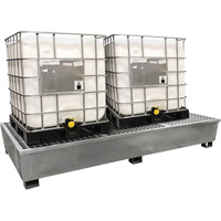 Ultra-Twin IBC Spill Pallet en acier, Capacit&eacute; de d&eacute;versement 370 gal. US, 103,8" x 26,8" x 51,1" Cam Industrial