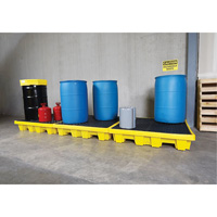 Ultra-Spill Pallet emboitable, 4 barils, Capacit&eacute; de d&eacute;versement 66 gal. US, 51" x 51" x 10" Cam Industrial