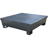 Ultra-Spill Pallet en acier, 4 barils, Capacit&eacute; de d&eacute;versement 68 gal. US, 49,1" x 47,1" x 10,9" Cam Industrial
