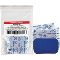 Blue Adhesive Bandages, Rectangular/Square, 3", Fabric Metal Detectable, Non-Sterile Cam Industrial