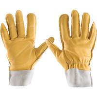 All-Leather Gloves, 7/Small, Grain Leather Palm, Elastic Cuff Cam Industrial