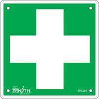 Enseigne premiers soins, 6" x 6", Aluminium, Pictogramme Cam Industrial