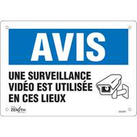 Enseigne  Surveillance vid&eacute;o , 7" x 10", Plastique, Français avec pictogramme Cam Industrial