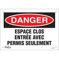 "Espace clos" Sign, 7" x 10", Plastic, French Cam Industrial