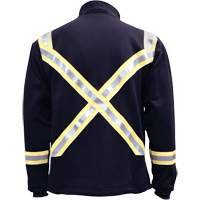 Flame Resistant Striped Full Zip Fleece Jacket, Small, Navy Blue Cam Industrial