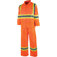 Sealed Rain Suit, Nylon/PVC, X-Small, High Visibility Orange Cam Industrial
