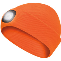 5675 Tuque en tricot avec lampe frontale &agrave; DEL, Doublure en Molleton, Taille unique, Orange haute visibilit&eacute; Cam Industrial