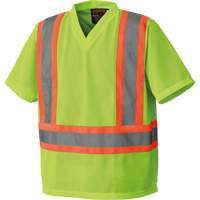 5993P Mesh Safety T-Shirt, Polyester, Small, High Visibility Lime-Yellow Cam Industrial