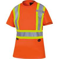 6948 Women's Bird's-Eye Safety T-Shirt, Polyester, X-Small, High Visibility Orange Cam Industrial