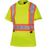6949 Women's Bird's-Eye Safety T-Shirt, Polyester, X-Small, High Visibility Lime-Yellow Cam Industrial