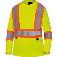 6969 Women's Bird's-Eye Long-Sleeved Safety Shirt, Polyester, X-Small, High Visibility Lime-Yellow Cam Industrial