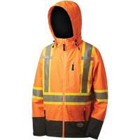 5220 Manteau de s&eacute;curit&eacute; imperm&eacute;able &agrave; coquille souple de premi&egrave;re qualit&eacute;, Polyester, Orange haute visibilit&eacute;, 2T-Grand Cam Industrial