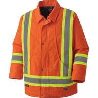 5537A Quilted Duck Safety Parka, High Visibility Orange, Small Cam Industrial